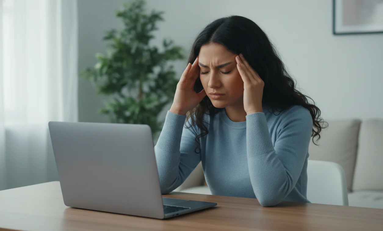 Person experiencing eye strain while working